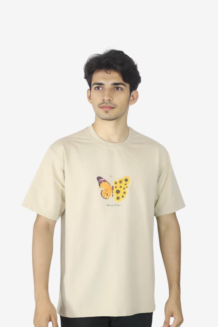 Beige Butterfly Oversized T-Shirt