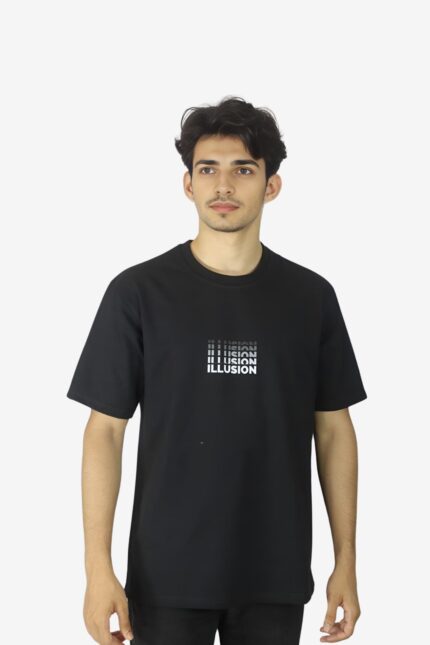 Loose fit ILLUSION Black T-Shirt - Oversized tshirts