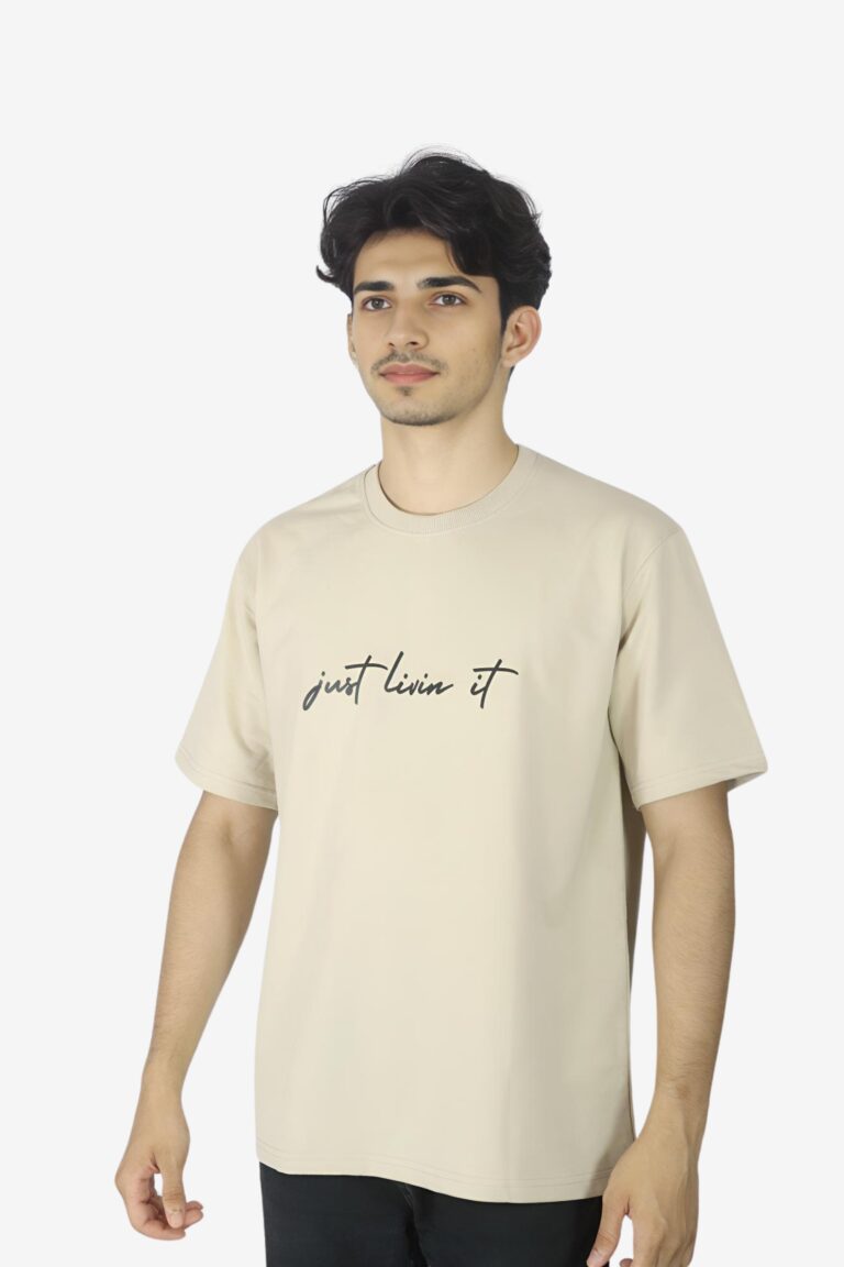 Just Livin It – Beige Oversized T-Shirt
