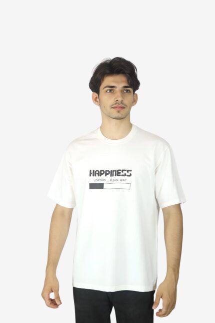 Happiness Oversized White T-Shirt