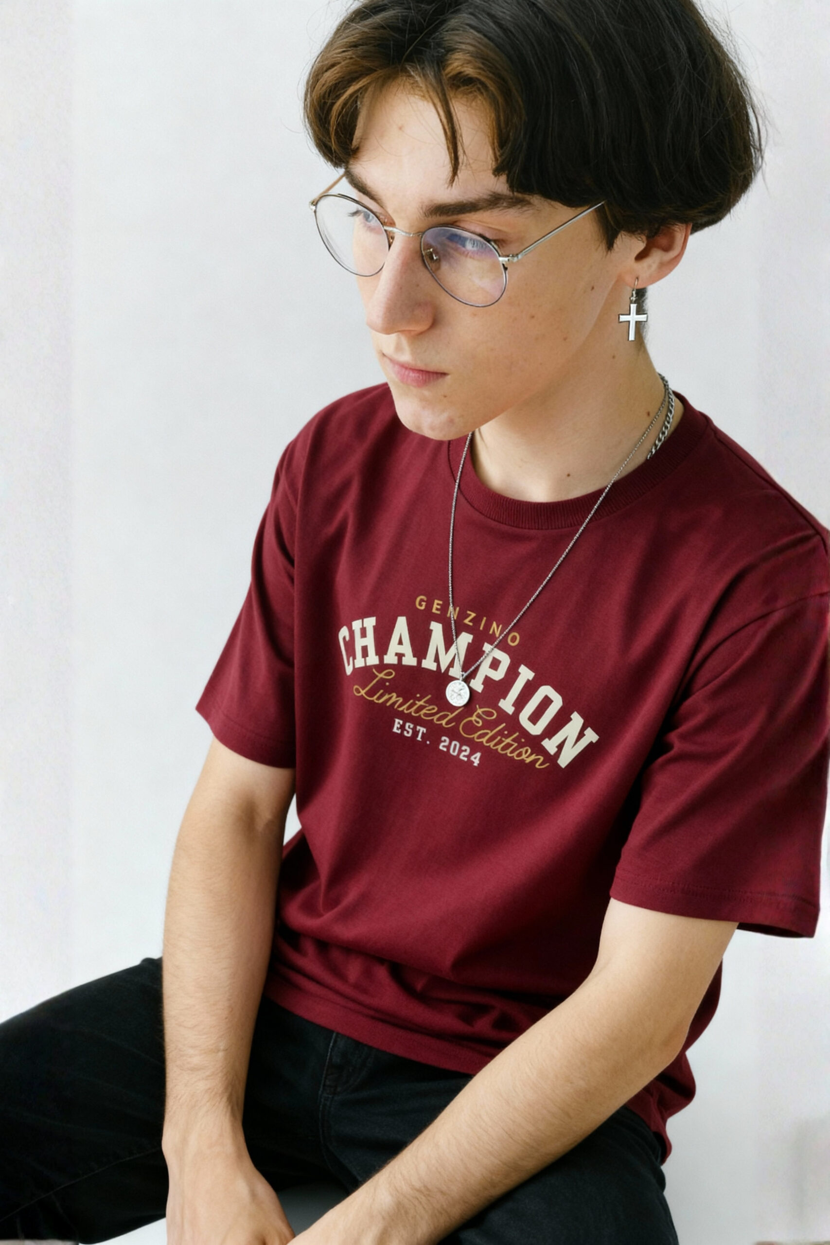 86 CHAMPION Maroon Oversized T-Shirt - Image 1