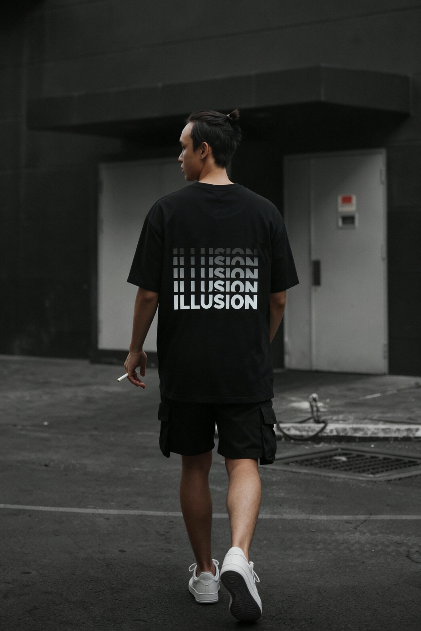 Product Photos (6) Loose Fit ILLUSION Black T-Shirt - Image 1